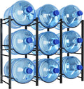 Lifewit 5 Gallon Water Jug Holder, 3 Tier Water Bottle Stand, 9 Slots Heavy Duty Water Dispenser Rack for Gallon Jugs, 375 lb/170 kg Capacity Detachable Water Jug Shelf Organizer for Home/Office Black