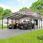 20x20 FT Metal Carport with Heavy Duty Carport Canopy, Car Port with Reinforced Base and Five Canopy Beams, 2 Car Garage Shelter for Car, Boats and Truck