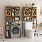 Vabches Over The Toilet Storage Cabinet, Farmhouse Storage Cabinet Over Toilet with Sliding Barn Door，Home Space-Saving Toilet Rack, for Bathroom, Restroom, Laundry，Brown