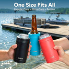 DUALIE 3 in 1 Insulated Can Cooler - 15+ Colors - Universal Size for 12 oz Cans, Slim Cans, and Bottles