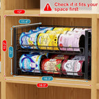 3-Pack Stackable Can Rack Organizer for Pantry, Adjustable Can Holder for Various Ounce of Cans up to 90, Rolling Can Dispenser for Canned Food Soup Goods Storage in Kitchen Cabniet, 2 Tier, Black