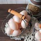 CVHOMEDECO. Chicken Wire Egg Baskets Rust Gathering Baskets with Wooden Handle Country Vintage Style Storage Baskets. Set of 2 (Oval)