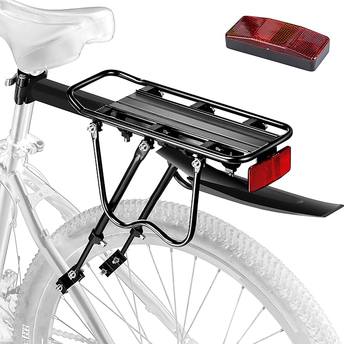 Rear Bike Rack,Bike Cargo Rack w/Fender & Large Size Reflective,Quick Release Mountain Road Bicycle Rear Racks,Universal Bike Luggage Rack,Large Capacity Bike Pannier Rack,YONTUO