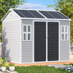 WACASA 8x6 FT Resin Plastic Shed with Floor, Heavy-Duty 21-Gauge Reinforced Steel Frame, 16mm Ultra-Thick Panels, Outdoor Storage Sheds with Windows and Air Vents