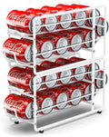 Soda Can Organizer Storage Rack, 2 Pack Stackable Beverage Soda Can Dispenser Organizer Holder for Refrigerator, Cabinet, Pantry (White)