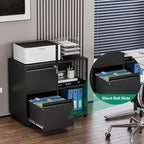 Letaya Mobile File Cabinet, Metal Lateral Rolling Printer Stand Filing Cabinets with Shelves for Home Office-Storage A4/F4 (Black)