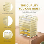 DALTACK 9-Tier Paper Letter Tray Desk Organizer with Handles, Mesh File Holder Organization, File Organizer for Desk Paper Sorter for Office Home School, Gold