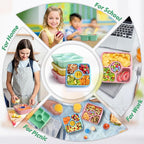 Bento Snack Box Containers for Adults Kids, 4 Pack Lunchable Meal Prep Containers Reusable, Stackable Bento Lunch Box, Food Storage Prep Containers with Lids and 4 Sauce Cups, Pastel Color, Clear Lid
