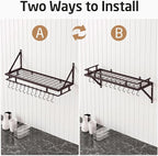 KES 30-Inch Oiled Bronze Pot Rack, Wall Mounted Hanging Pot and Pan Organizer with 12 Sturdy Hooks, Kitchen Wall Hanger Shelves Farmhouse Style, KUR215S75A-OB