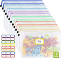 Mesh Zipper Pouch Bags: Clear Zipper Pouches for Classroom, Plastic Mesh Bag Letter Size Document Pouch, A4 Waterproof Organizing Pouch for School and Office Supplies (13.5 x 9.5Inch, 12PCS, 6 Color)