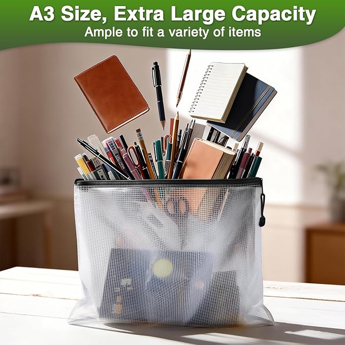 Umriox Mesh Zipper Pouch, 16.9x12.4 in (Black, 36 Packs), Zipper Bags, Board Game Storage Bags, Clear Zipper Pouches for Puzzles, Games, Cross Stitch Projects and Classroom Supplies