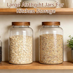 KEYWING 1 Gallon Large Glass Jars With Airtight Lid, 2Pcs Glass Food Storage Containers With Lids, Flour Rice Contianers for Pantry Kitchen Organization Egg Cookie Sugar Cereal (128 oz /3800ml)