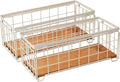 Metal Wire Storage Basket, Toilet Paper Roll Holder Wood Base Countertop Decor Box Toilet Tank Shelf Cabinet Organizer for Bathroom Pantry Garage Bedroom Livingroom (Cream White (2 Pack))
