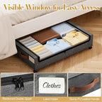 Yecaye Under Bed Storage with Wheels, 2 Pack Under the Bed Storage Containers with Lids & Label, XXL 60L Rolling Underbed Storage Drawers for Clothes, Blankets, Shoes, Hemp Gray