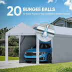 ADVANCE OUTDOOR 10x20 ft Carport Replacement Door with Zippers Tarp, Heavy-Duty Waterproof & UV Protected, Easy Installation with Ball Bungees, Sliver Gray, One Door Only