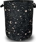 Moon and Stars Laundry Basket Foldable With Handles Colorful Tote Bag Oxford Cloth Funny Galaxy Laundry Hamper Clothes Storage Bucket Toy Organizer 18.9"x16.5" For Bathroom/Laundry/Bedroom