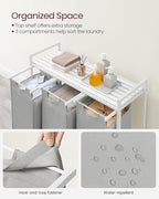 VASAGLE Laundry Hamper, Laundry Basket, Laundry Sorter with 3 Pull-Out and Removable Bags, Shelf, Metal Frame, 3 x 10.6 Gallons (40 L), 36.4 x 13 x 28.4 Inches, Dove Gray and Cloud White UBLH301W03