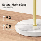 KES Brushed Gold 40-Inch Freestanding Towel Racks for Bathroom with Weighted Natural Marble Base, 3 Swivel Arms Bath Floor Free Standing Towel Racks, 18/8 Stainless Steel, BTH219-BZ