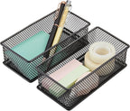 Annova Mesh Drawer Cabinet and Shelf Organizer Bins Storage Basket School Office Supply Holder Tray- Set of 2 (Black, 3x6x2 Inch)
