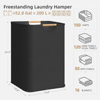 STORAGE MANIAC 2-Pack Large Laundry Hamper, 100L (26.4 Gal) Collapsible Laundry Basket with Bamboo Handles, Freestanding Waterproof Clothes Hamper for Bedroom, Dorm, Towels, Toys, Black+White