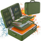 DocSafe 5200°F Document Organizer with Lock,Upgraded Heat Insulated Fireproof＆Waterproof Box 8 Layers File Organizer,Portable Home Travel Safe Storage for Important Documents, Files,Green (Soft)