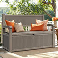 YITAHOME 70 Gallon Deck Bench with Storage, Outdoor Storage Box Bench with Armrests for Patio Garden Pool Porch, Waterproof&Lockable, Light Brown