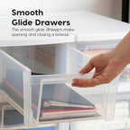 IRIS USA Plastic Drawer Storage Organizer, 3-Drawers, 2-Pack, for Classroom Art Craft Supplies, Bathroom Bedroom, Laundry Room, White/Clear