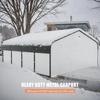 Carports Canopy Heavy Duty, Fully Enclosed Metal Garage with Sidewalls (20x20, White)