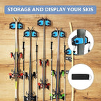 Hikeen Ski Wall Mount, Snowboard Wall Mount, Wall Mounted Ski Storage Rack for Garage Organizer System, Fits Any Ski/Snowboard Display(1 Pack)
