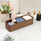 Hipiwe Handwoven Wicker Storage Box 3 Sections Seagrass Basket Bin Toilet Paper Holder for Bathroom Shelf Organizer for Kitchen Living Room, Coffee Color