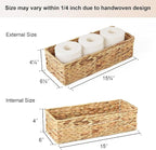 StorageWorks Toilet Tank Basket for Bathroom, Water Hyacinth Storage Baskets for Toilet Tank Top, 2-Pack