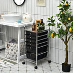 Giantex Rolling Storage Cart with 6 Drawers, Multipurpose Mobile Organizer Cart for Tools Scrapbook Paper Home Office School (Black)