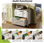 DEVAISE 2 Drawer Farmhouse File Cabinet with Lock, Lateral Filing Cabinet for Letter/Legal/A4 Size, Wood Printer Stand for Home Office, White