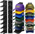 Hat Organizer for Baseball Caps, 2 Pack Hat Rack for Wall Closet Door Hold up to 16 Hats,Hat Holder with Adhesive and 8 Screws, Hat Hanger Cap Holder Hat Hangers for Wall Closet Door Bedroom(A-Black)