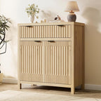 FLOWBACK 64'' Fluted Buffet Cabinet with Storage，Large 62''W Sideboard Cabinet Modern Credenza with Fluted Doors & Shelves Farmhouse Coffee Bar Media Console Accent Cabinets for Living Room, Entryway