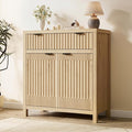 FLOWBACK Fluted Buffet Cabinet with Storage,34" Tall Kitchen Sideboard Cabinet Modern Credenza with Fluted Doors & Shelves Farmhouse Coffee Bar Media Console Accent Cabinets for Living Room, Entryway