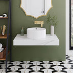 Monaco 36" Floating Vanity Counter Floating Vessel Sink Bathroomin White Marble (SM-VS252)