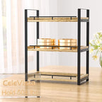 Bathroom Counter Organizer, 3 Tier Wood Countertop Shelf for Vanity, Skincare, Makeup, Kitchen Coffee and Sink Storage, with Durable Metal Bracket (Light Brown)