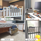 Bedside Caddy Hanging Storage Bag, Organizer Baskets with Pockets for Bunk Bed Accessories, Loft & Dorm Rooms Chair Bed Rails (Khaki-2pcs)