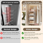 4" Extra Deeper Foldable Hanging Closet Organizer, Small Wire Cabinet Shelves and Storage with 5 S Hooks,4 Tier Metal Basket Bins for Clothes Sweaters Handbags, Wardrobe for Kitchen Laundry Room，White
