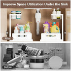 VUSIGN 2 Tier Under Sink Organizer, Slide Out Pull Out Cabinet Organizer, Cabinet Kitchen Bathroom Storage Organization Shelf, 2 Pack, White