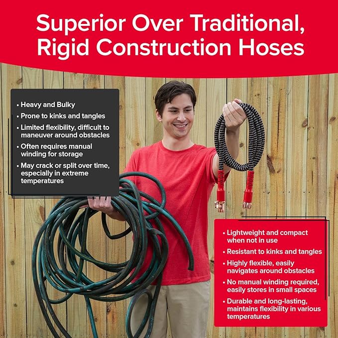 Pocket Hose 25 FT Copper Head Expandable Garden Hose with Pocket Pivot, No Tangles, AS SEEN ON TV, 360° Swivel, Tri-Tex Tubing, Force Field Jacket, Lead-Free, No-Kink, Anti-Burst w/APT