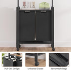 2 Laundry Hamper Sorter with Wheel/Lockable, Laundry Room Organization With Shelf, 42" Hanging Rack+12" Extendable Rod, Laundry Basket for Balcony, Cloakroom