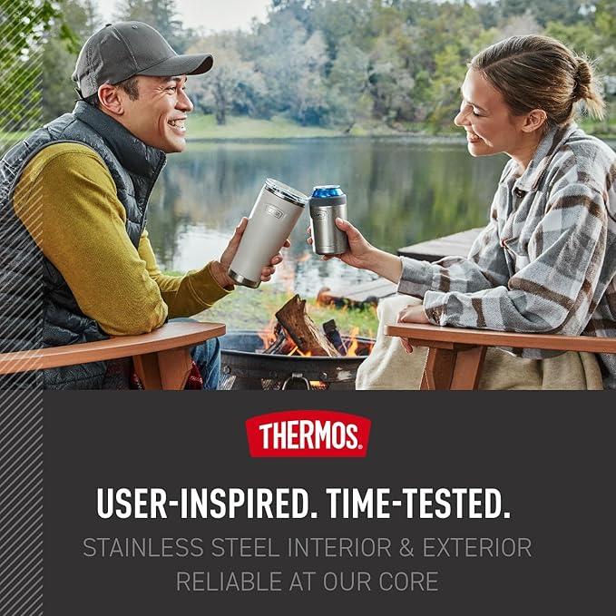 THERMOS ICON SERIES, Beverage Can Insulator - 12 Ounce, Matte Stainless Steel - Vacuum Insulated
