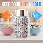 Earth&ME 17 OZ Soup Thermo for Hot & Cold Food for Kids, Vacuum Insulated Steel Lunch Container, Kids Wide Mouth Bento Thermal Food Jar, Warm Food Lunchbox Thermo Bowls with Spoon (Unicorn)