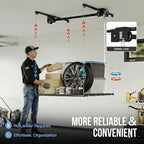 4x4 FT Overhead Garage Lifting Storage Rack, 350 lbs Capacity & 79"Lifting, Metal Garage Ceiling Rack, Adjustable Storage System with Safety Lock