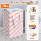 3 Pack Large Laundry Basket,Waterproof & Freestanding Laundry Hamper,Collapsible Clothes Hampers with Easy Carry Long & Reinforced Handles in Bathroom,College Dorm(75Lx3,Pink)