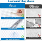 3 PCS Durable Honeycomb Mesh Laundry Bags for Delicates with Zipper, Reusable Laundry Bag Mesh Wash Bags for Washing Machine for Clothes, Shoes, Socks, Underwear, Bra (M + L + XL, White)