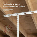 MonsterRax Overhead Garage Storage Racks 3x8’ (2-Pack) Ceiling Mounted Shelving, Adjustable Hanging Organizer, Heavy Duty Steel, Holds 500 Pounds, Color: White, Adjustable from 24"-45" off the Ceiling
