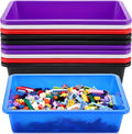 Hoteam 10 Pcs Flat Storage Organizer Tray Bin Letter Size Paper Tray for Classroom Plastic Stackable File Organizer for School Office Teacher Book Organization(Simple Color,13.78 x 9.84 x 3.15 Inch)